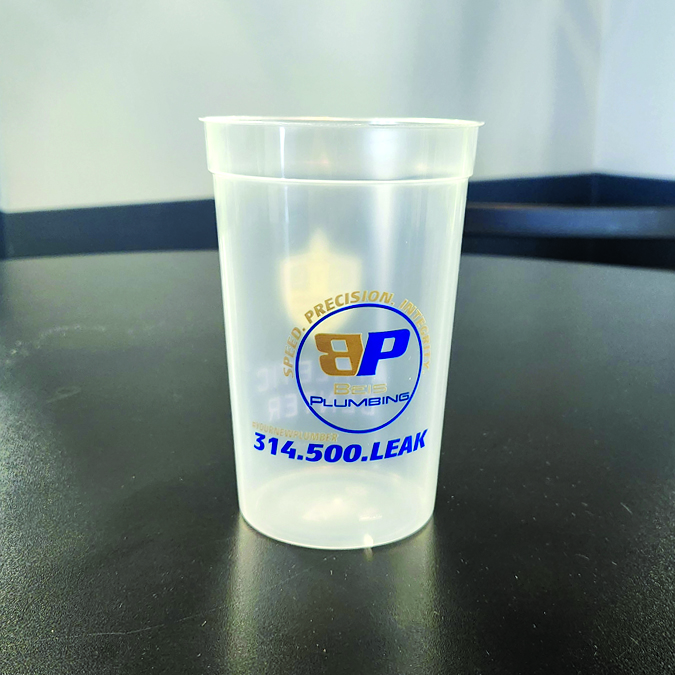STL Athletic Center printed logo cups with sponsor 